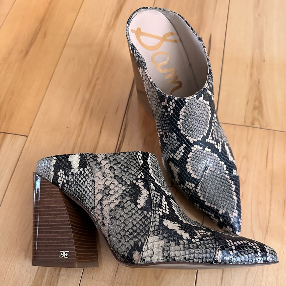 Snake print Sam Edelman mules